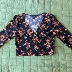 Floral Crossover Wrap Crop Top